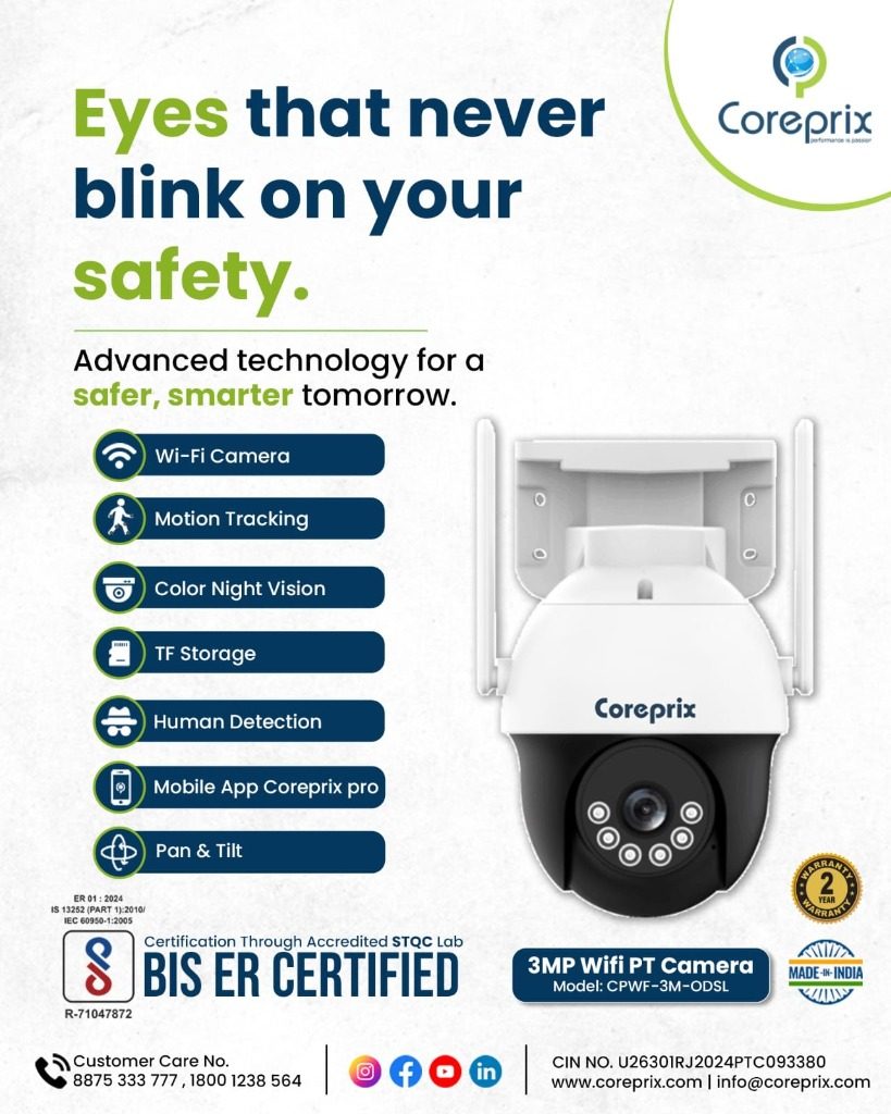 Coreprix 3MP Wi-Fi Smart PT Camera