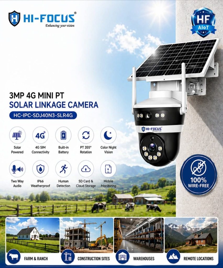 HI-FOCUS 3MP 4G Mini PT Solar Linkage Camera